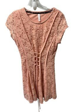 Xhilaration Women's Size Small Peach Corset Style Lace Fit & Flare Dress